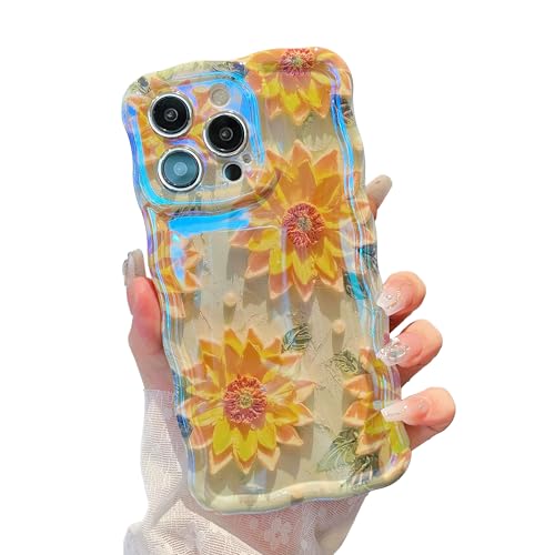 XIZYO Bunte Retro-Ölgemälde Blume Hülle für iPhone 15 Pro Max, Lockige Wellen Laser Glänzend Niedliche Floral Ästhetische Handyhülle, für Mädchen Schlanke Weiche TPU Schutzhülle, Sonnenblume/Grün XIZYO Bunte Retro-Ölgemälde Blume Hülle für iPhone 15 Pro Max, Lockige Wellen Laser Glänzend Niedliche Floral Ästhetische Handyhülle, für Mädchen Schlanke Weiche TPU Schutzhülle, Sonnenblume/Grün von XIZYO