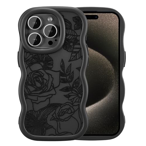 XIZYO Hülle für iPhone 15 Pro Max, Niedlich Rose Blume Floral Muster Lockige Gewelltes Rahmen Matt Ästhetische Handyhülle, für Mädchen Frauen Wellen Luxus Schlanke Stoßfest Schutzhülle, Schwarz XIZYO Hülle für iPhone 15 Pro Max, Niedlich Rose Blume Floral Muster Lockige Gewelltes Rahmen Matt Ästhetische Handyhülle, für Mädchen Frauen Wellen Luxus Schlanke Stoßfest Schutzhülle, Schwarz von XIZYO