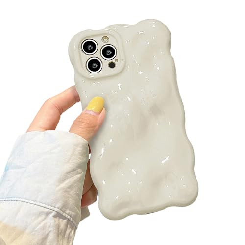 XIZYO Hülle für iPhone 16 Pro, Niedliche Einfarbig Lockige Wellenform Weiche TPU Stoßstange Handyhülle, für Mädchen Frauen Aesthetic Design Silikon Schlanke Stoßfest Schutzhülle, Weiß von XIZYO