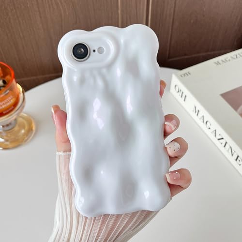 XIZYO Schutzhülle für iPhone 16e, 15,5 cm (6,1 Zoll), süßes Wellenmuster, ästhetische Handyhülle, 3D, lockige, gewellte Form, Glitzer, Bling für Frauen und Mädchen, weiches Silikon, stoßfest, Perlrosa von XIZYO