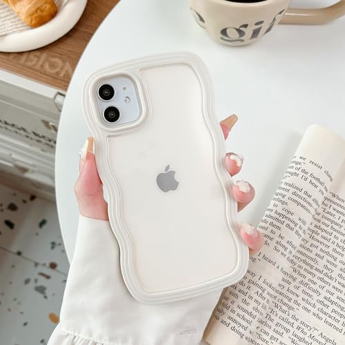 XIZYO Transparente Hülle für iPhone 11 6,1 Zoll, Niedliche Durchsichtig Lockige Wellen Rahmenform Aesthetic Design Handyhülle, für Mädchen Frauen Schlanke Weiche TPU Stoßfest Schutzhülle, Weiß von XIZYO