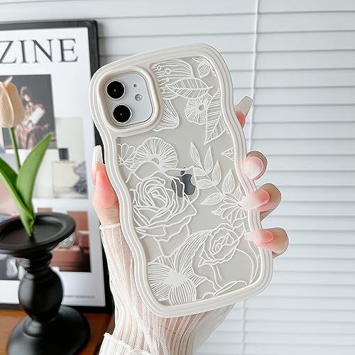 XIZYO Transparente Rose Hülle für iPhone 11, Niedliche Floral Blumenmuster Lockige Wellenformrahmen Ästhetische Handyhülle, Durchsichtige Weiche TPU Schlanke Stoßfeste Schutzhülle, Weiß XIZYO Transparente Rose Hülle für iPhone 11, Niedliche Floral Blumenmuster Lockige Wellenformrahmen Ästhetische Handyhülle, Durchsichtige Weiche TPU Schlanke Stoßfeste Schutzhülle, Weiß von XIZYO