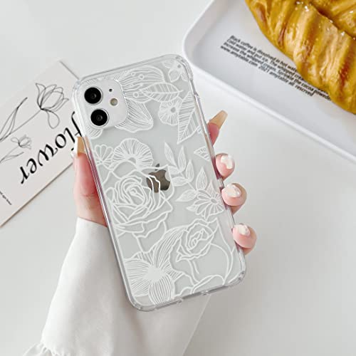 XIZYO Transparente TPU Hülle für iPhone 11, Niedlich Rose Blume Floral Muster Schlank Stoßfest Handyhülle, für Mädchen Frauen Luxus Anti-Kratzer Durchsichtig Schutzhülle, Weiß von XIZYO