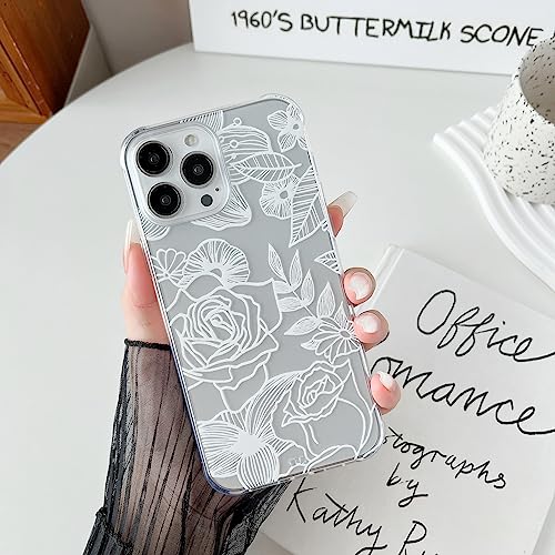 XIZYO Transparente TPU Hülle für iPhone 12 Pro Max, Niedlich Rose Blume Floral Muster Weich Schlank Stoßfest Handyhülle, für Mädchen Frauen Luxus Anti-Kratzer Durchsichtig Matt Schutzhülle, Weiß von XIZYO