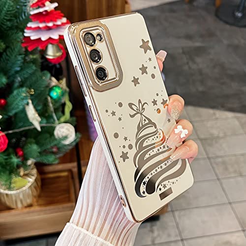 XIZYO Weihnachten Hülle für Samsung Galaxy S20 FE, Luxus Niedlich Weihnachtsbaum Muster Silikon Schutzhülle, für Mädchen Frauen Schlanke Weiche TPU Stoßfeste Handyhülle, Weiß von XIZYO