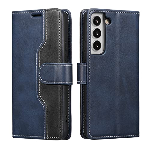 XIZYO für Samsung Galaxy S21 FE Leder Geldbörse Handyhülle, Verstellbarem Klappständer Handyhülle, mit Kartenhalter, Magnetischem Verschluss Schutzhülle, Blau Schwarz von XIZYO