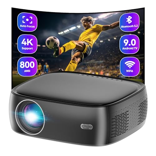 XJ-HOME Beamer [Autofokus/Trapezkorrektur] 25000 Lumen LED Beamer Full HD Android 9.0,4K Heimkino Unterstützt,5G WiFi Bluetooth Video Projektor Kompatibel mit Smartphone/Laptop/TV Stick/HDMI,Schwarz von XJ-HOME