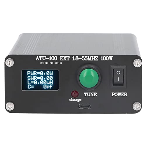 XJCX ATU-100 1,8–50 MHz Automatisches Antennen-Stimmgerät, winziger 100 W Open Source Shortwave Automatic Antenna Tuner, 2,4 cm OLED Aluminiumlegierung Tester mit Metallgehäuse, 1869pF Kondensator von XJCX