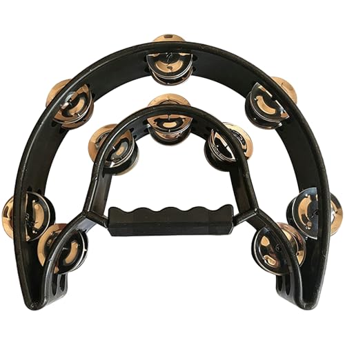 Double Half Moon Tambourin, Metal Jingles Hand Hold Instruments Percussion mit ergonomischem Griff, Jingle Bells für Drum & Gitarre spielen Double Half Moon Tambourin, Metal Jingles Hand Hold Instruments Percussion mit ergonomischem Griff, Jingle Bells für Drum & Gitarre spielen von XJKLBYQ