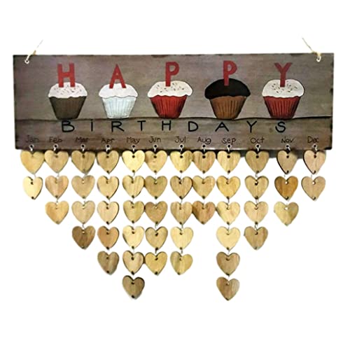 Familiengeburtstagskalender Wand hängend hölzerne Geburtstagserinnerung Plaque mit Herzheizdekoration Geburtstagskalender von XJKLBYQ