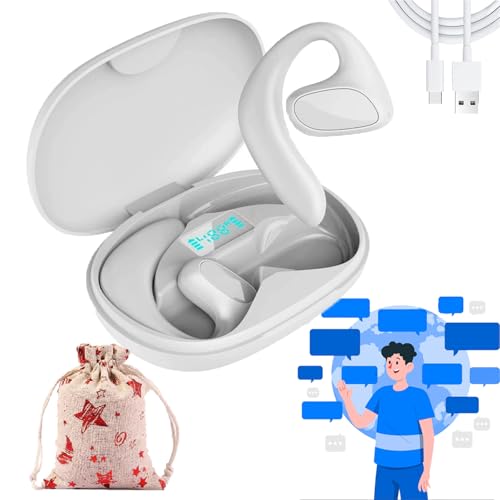XJQ Talkbuds üBersetzer, Qinux Talkbuds, OhrhöRer Mit Ki-üBersetzung In Echtzeit FüR Reisen, Echtzeit Kabellose Bluetooth üBersetzungs-KopfhöRer, Mit 144 Sprachausgabe (White) von XJQ