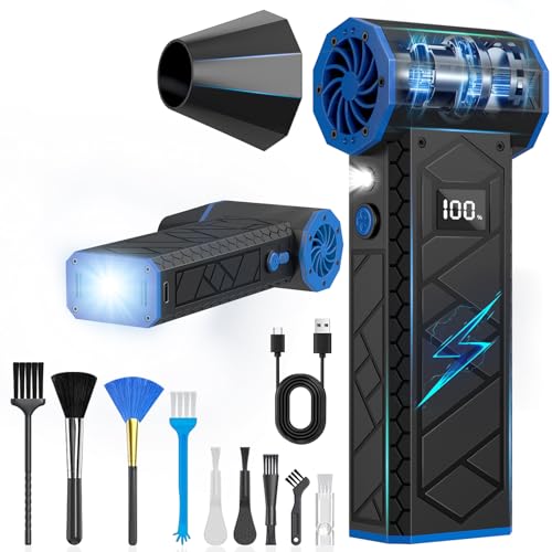 Elektrische Staubgebläse, 10000mAh LCD-Bildschirmmodell Mini-Gebläse mit Taschenlampe für den Außenbereich,180000RPM Druckluftspray Reinigungsgeräte mit Windgeschwindigkeit der Stufe 4-Blau&S Elektrische Staubgebläse, 10000mAh LCD-Bildschirmmodell Mini-Gebläse mit Taschenlampe für den Außenbereich,180000RPM Druckluftspray Reinigungsgeräte mit Windgeschwindigkeit der Stufe 4-Blau&S von XJUGEZ
