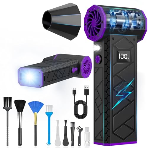Elektrische Staubgebläse, 10000mAh LCD-Bildschirmmodell Mini-Gebläse mit Taschenlampe für den Außenbereich,180000RPM Druckluftspray Reinigungsgeräte mit Windgeschwindigkeit der Stufe 4-Lila&S Elektrische Staubgebläse, 10000mAh LCD-Bildschirmmodell Mini-Gebläse mit Taschenlampe für den Außenbereich,180000RPM Druckluftspray Reinigungsgeräte mit Windgeschwindigkeit der Stufe 4-Lila&S von XJUGEZ