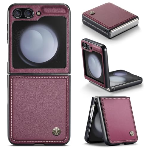 XKchatpt Handytasche für Samsung Galaxy Z Flip 5, PU Leder Tasche Anti Scratch Slim Phone Case Stoßfeste Schutzhülle für Samsung Galaxy Z Flip5 (Burgunder) von XKchatpt