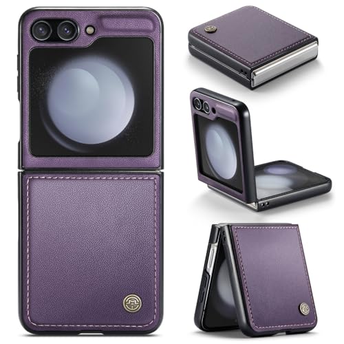 XKchatpt Handytasche für Samsung Galaxy Z Flip 5, PU Leder Tasche Anti Scratch Slim Phone Case Stoßfeste Schutzhülle für Samsung Galaxy Z Flip5 (Lila) von XKchatpt