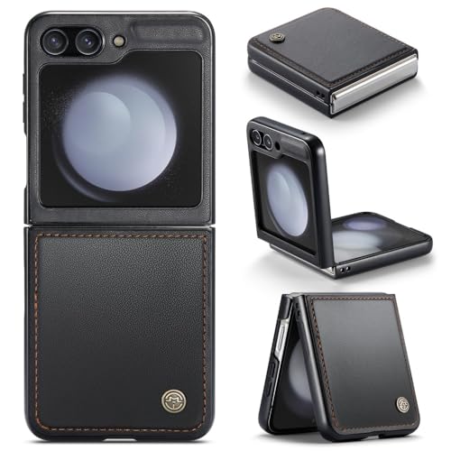 XKchatpt Handytasche für Samsung Galaxy Z Flip 5, PU Leder Tasche Anti Scratch Slim Phone Case Stoßfeste Schutzhülle für Samsung Galaxy Z Flip5 (Schwarz) von XKchatpt