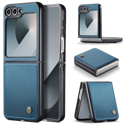 XKchatpt Handytasche für Samsung Galaxy Z Flip 6,PU Leder Tasche Anti-Kratzer Schlankes Handy Etui Stoßfeste Schutzhülle für Samsung Galaxy Z Flip 6 (Blau) von XKchatpt