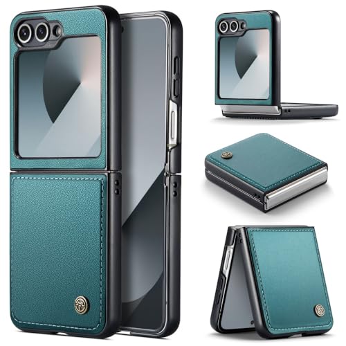 XKchatpt Handytasche für Samsung Galaxy Z Flip 6,PU Leder Tasche Anti-Kratzer Schlankes Handy Etui Stoßfeste Schutzhülle für Samsung Galaxy Z Flip 6 (Grün) von XKchatpt
