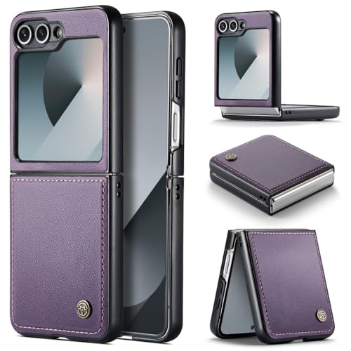 XKchatpt Handytasche für Samsung Galaxy Z Flip 6,PU Leder Tasche Anti-Kratzer Schlankes Handy Etui Stoßfeste Schutzhülle für Samsung Galaxy Z Flip 6 (Lila) von XKchatpt
