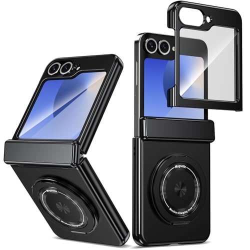 XKchatpt Magnetische Faltbare Handyhülle für Samsung Galaxy Z Flip 5,Kickstand 360° drehbarer Ständer,Aluminiumlegierungshülle mit Scharnierschutz&Front Screen Protector für Z Flip 5 (Schwarz) XKchatpt Magnetische Faltbare Handyhülle für Samsung Galaxy Z Flip 5,Kickstand 360° drehbarer Ständer,Aluminiumlegierungshülle mit Scharnierschutz&Front Screen Protector für Z Flip 5 (Schwarz) von XKchatpt