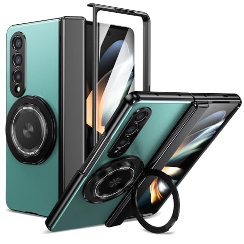 XKchatpt Magnetische Faltbare Handyhülle für Samsung Galaxy Z Fold 4,Kickstand 360° drehbare Standhülle mit Scharnierschutz & Front Screen Protector für Samsung Galaxy Z Fold 4 (Grün) von XKchatpt