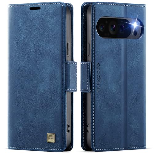 XKchatpt Wallet Case für Google Pixel 9 Pro Case,PU Leder Case Cover mit [RFID Blocking][3 Card Holder] Stoßfeste Schutzhülle für Google Pixel 9 Pro (Blau) von XKchatpt