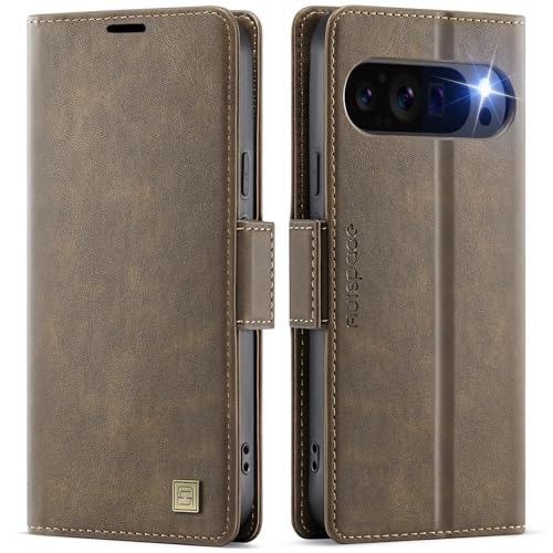 XKchatpt Wallet Case für Google Pixel 9 Pro Case,PU Leder Case Cover mit [RFID Blocking][3 Card Holder] Stoßfeste Schutzhülle für Google Pixel 9 Pro (Braun) von XKchatpt
