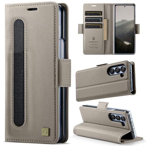 XKchatpt Wallet Case für Samsung Galaxy Z Fold 5, PU-Ledertasche mit Stifthalter, Handytasche mit [RFID-Blockierung][3 Kartenhalter] stoßfeste Schutzhülle für Samsung Galaxy Z Fold 5 (Grau) von XKchatpt