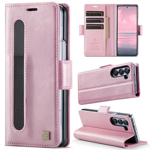 XKchatpt Wallet Case für Samsung Galaxy Z Fold 6, PU-Ledertasche mit Stifthalter, Handytasche mit [RFID-Blockierung][3 Kartenhalter] stoßfeste Schutzhülle für Samsung Galaxy Z Fold 6 (Rotgold) von XKchatpt