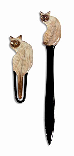 HANDBEMALT Siamkatze Brieföffner Lesezeichen-Set (Set von 2) von XL