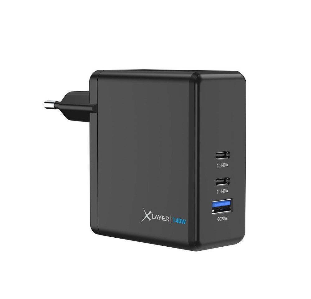 XLAYER 140W Power Charger schwarz 2x USB-C 1x USB-A GaN-Technologie Notebook-Netzteil XLAYER 140W Power Charger schwarz 2x USB-C 1x USB-A GaN-Technologie Notebook-Netzteil von XLAYER
