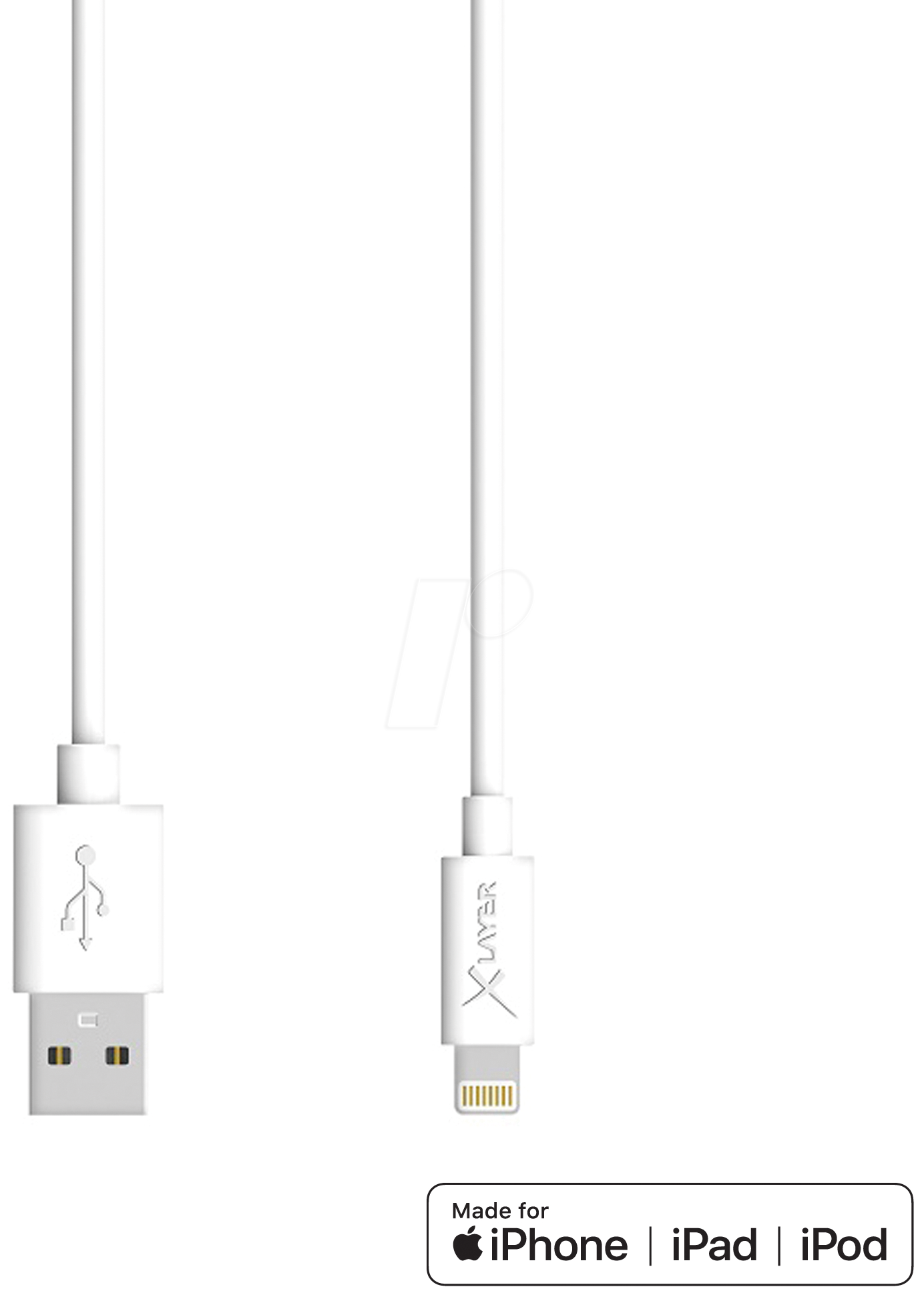 XLAYER 210325 - Sync- & Ladekabel, USB-A -> Lightning, 1,2 m, weiß von XLAYER
