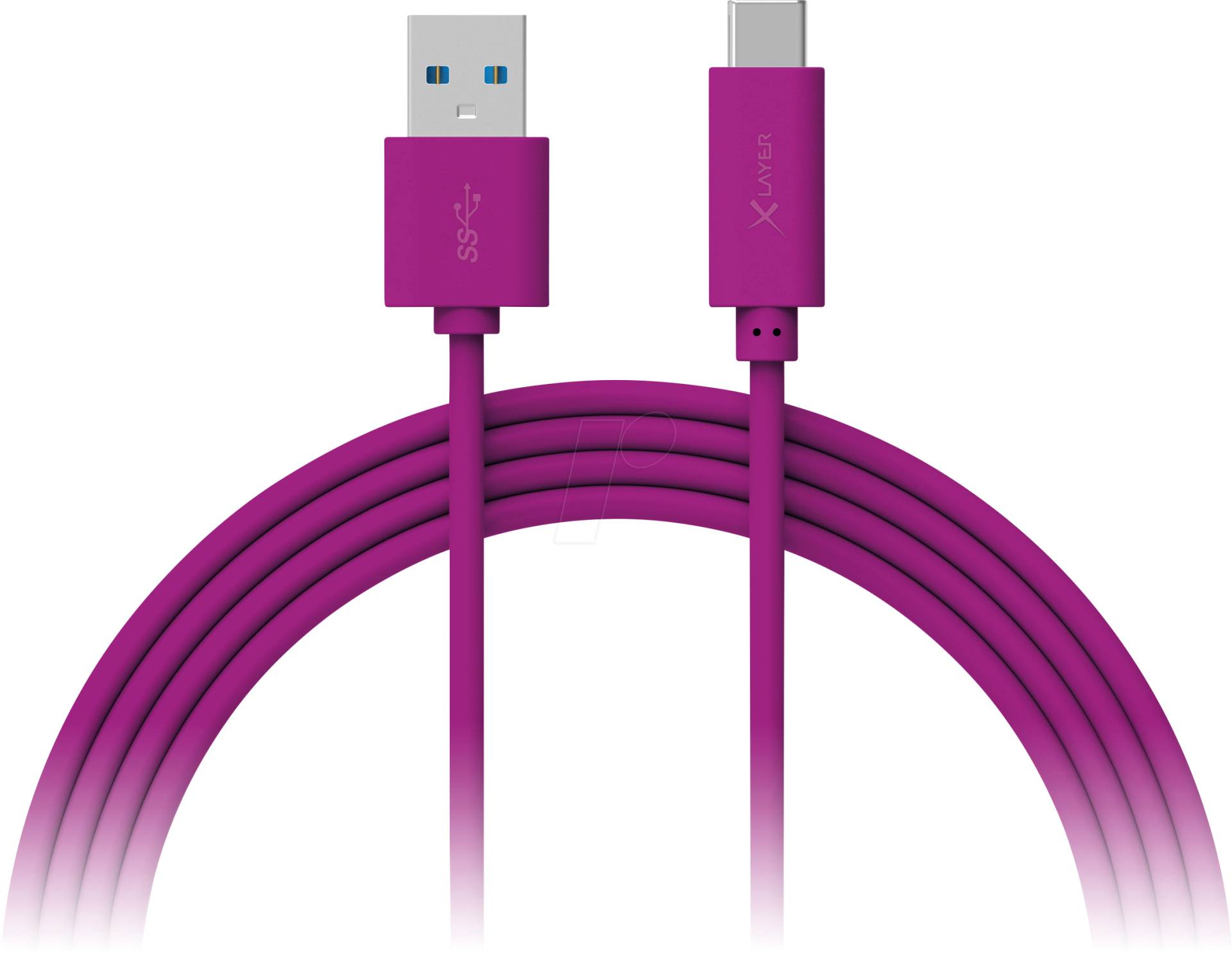 XLAYER 214352 - Sync- & Ladekabel, USB-A -> USB-C, 1,0 m, lila von XLAYER