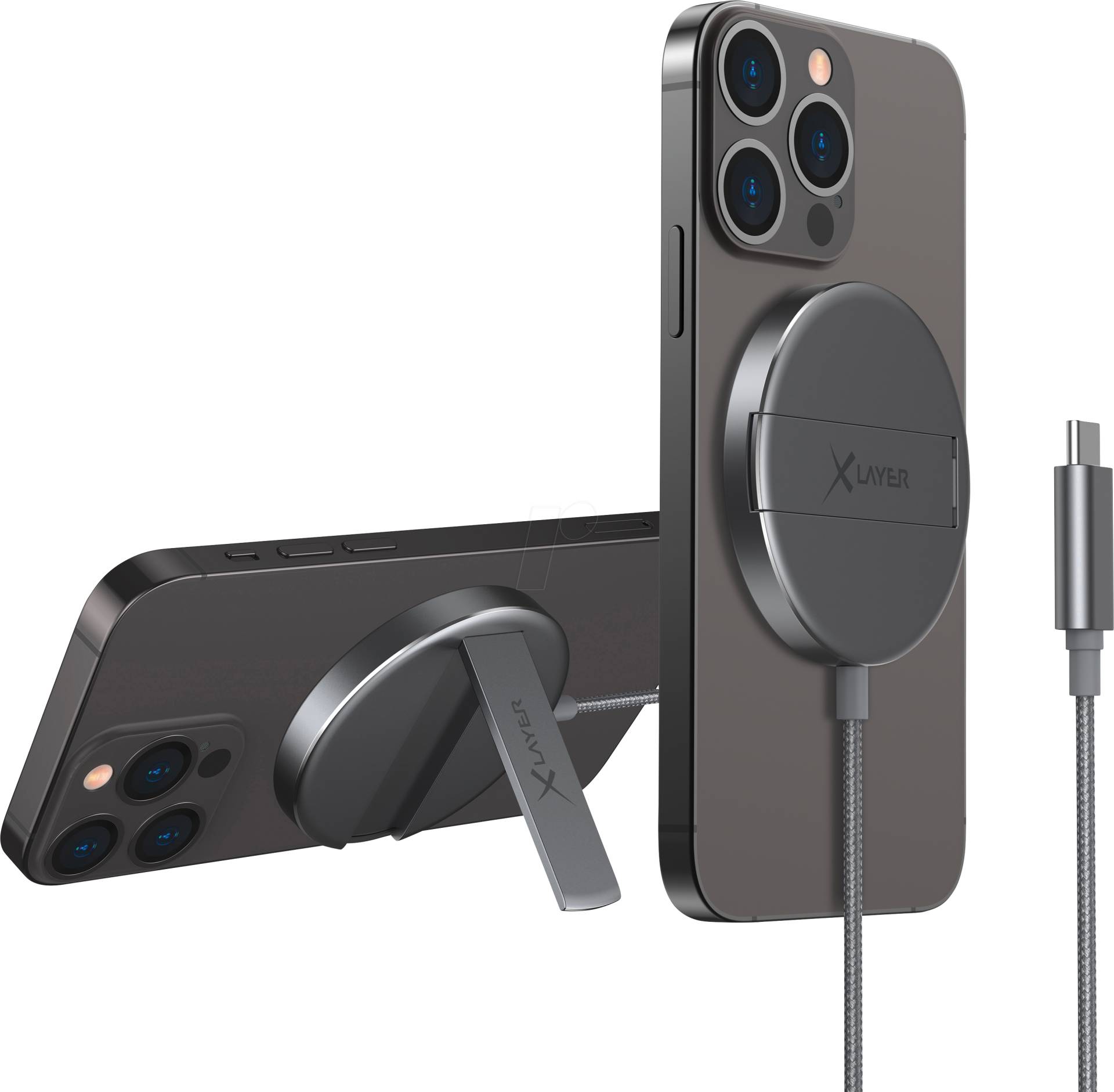 XLAYER 219372 - Magnet-Ladegerät, Alu, space-grey, 15 W, iPhone 12 von XLAYER