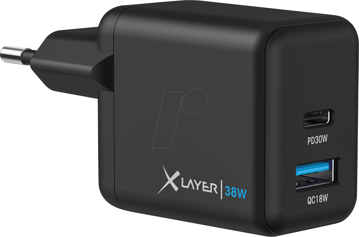 XLAYER 219853 - USB-Ladegerät QC 3.0, 38 W, USB-C/A, schwarz von XLAYER