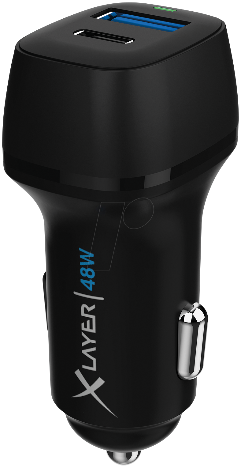 XLAYER 219942 - USB-Ladegerät, USB-C (PD), 30 W, USB-A (QC 3.0), 18 W, Kfz, schw von XLAYER