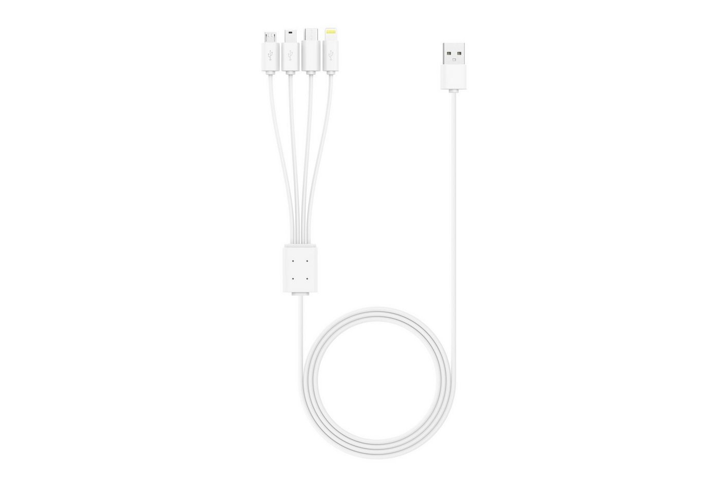 XLAYER Kabel Octopus 4-IN-1 Multi-USB-Ladekabel 1.5m White Smartphone-Kabel, Ligtning, Micro-USB, Mini-USB, USB Typ C, Ligtning, Micro-USB, Mini-USB, USB Typ C (150.00 cm) von XLAYER