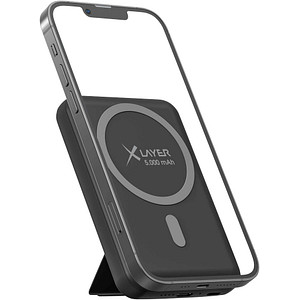 XLAYER MagFix PRO 2-in-1 wireless Powerbank 5.000 mAh schwarz von XLAYER