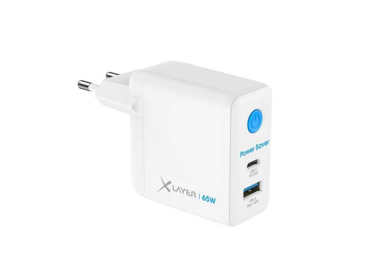 XLAYER Power Saver USB-C Schnellladegerät I 65W PD I Strom-Stopp-Funktion Smartphone-Ladegerät von XLAYER