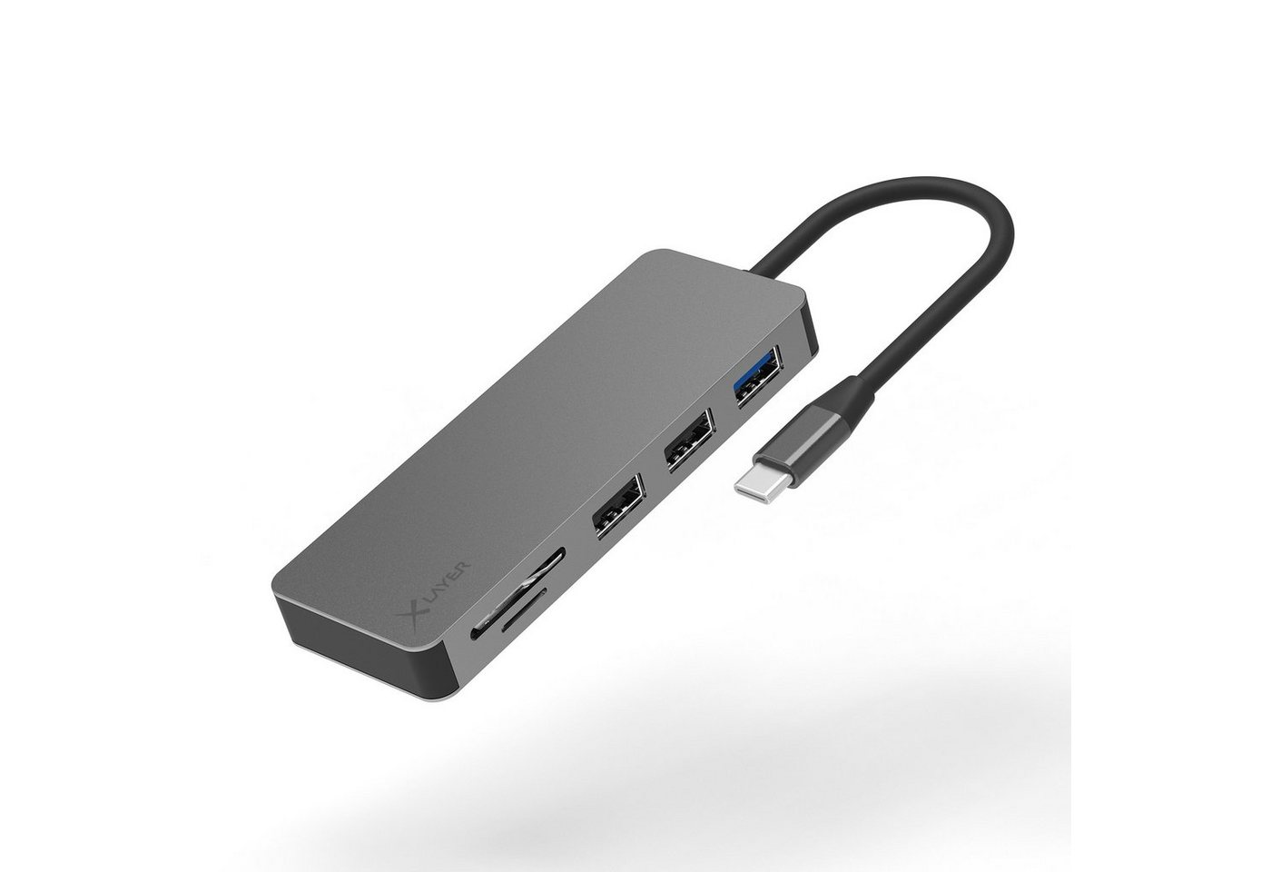 XLAYER USB 3.0 HUB XLayer Typ C 7-IN-1 Grey USB-Adapter von XLAYER