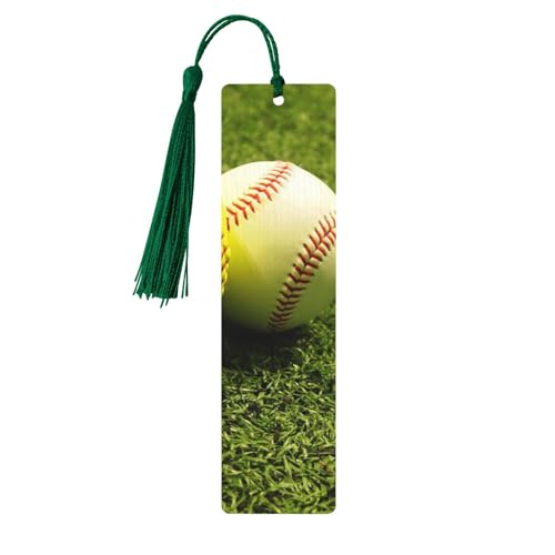 Lesezeichen mit Baseball-Softball-Druck, exquisites Holz-Lesezeichen – doppelseitiges Volldruck-Design, aus hochwertigem Yang-Holz von XLEWSIEU