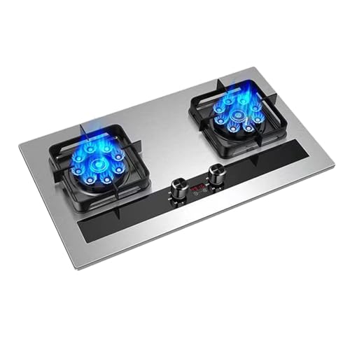 Gasherd, 2 Brenner, 5,2 KW, Doppelseitiger, Unabhängiger Timer, Titanplatte, Gusseisen-Topfhalter Mit Flammendurchschlagschutz, LPG/Erdgas-Set For Die Küche Zu Hause(NG) von XLTFUC