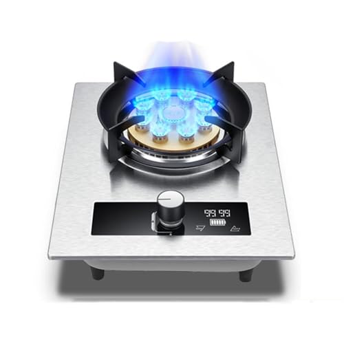 Gasherd 1 Brenner, 5,2 KW Flammenschutz, 99-Minuten-Timer, Silberfarbener Topflappen Aus Gehärtetem Glas Aus Gusseisen Aus Edelstahl, Geeignet For Die Heimküche Mit Flammendurchschlagschutz(LPG) von XLTFUC