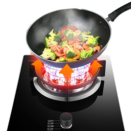 Gaskocher 33 Cm, 7,0 KW, 9 Kammern, Große Flamme, Leicht Zu Reinigender Edelstahl, Pfannenträger Aus Gusseisen, Mit Flammschutz (Size : NG) von XLTFUC