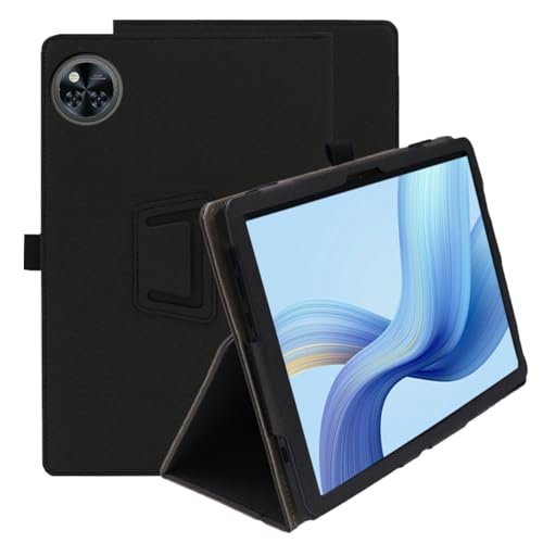 XLTTONG Schutzhülle für Doogee U11 27,9 cm (11 Zoll), vollständige Abdeckung, PU-Leder, klappbarer Ständer mit Handschlaufe, für Doogee U11 Pro (schwarz) von XLTTONG