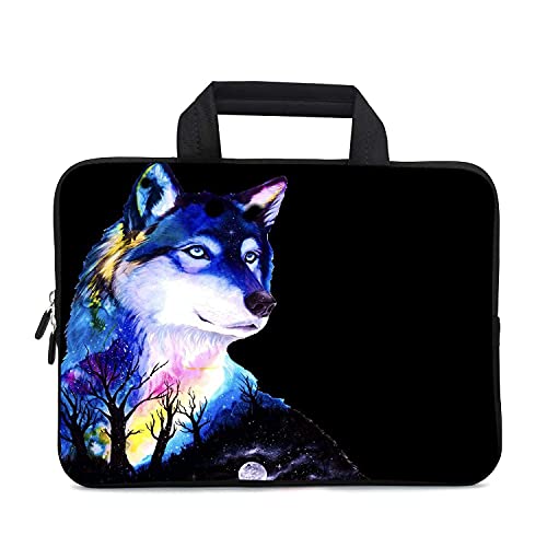 XMBFZ 11,6 12 12,1 Zoll Laptop Tragetasche Schutzhülle Chromebook Tasche Netbook Notebook Ultrabook Tasche Tablet Sleeve Cover Reise Aktentasche mit Griff für Männer Frauen (Wolf) von XMBFZ