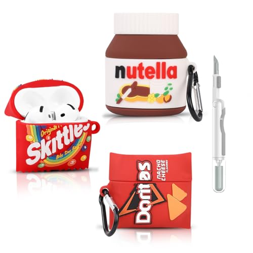 (3 Packung) Silikon Hülle für AirPods 4 Drahtlose Ohrhörer, für AirPods 4th Erzeugung Ohrhörer, mit Reinigung Stift Kit, XMBYGY Silikon Cartoon Ladecase Schutzhülle und Karabiner für Männer Frau von XMBYGY