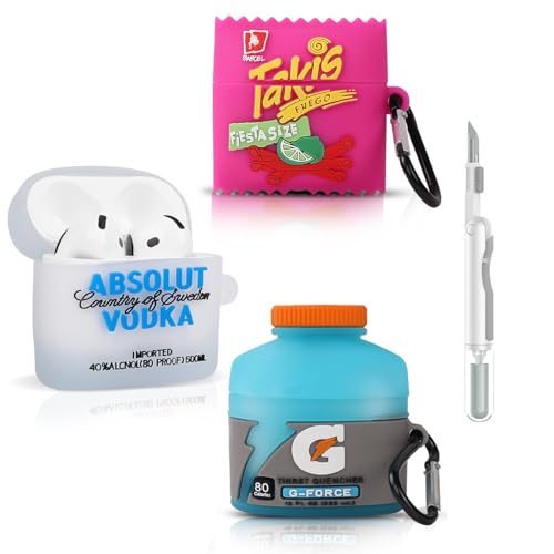 (3 Packung) Silikon Hülle für AirPods 4 Drahtlose Ohrhörer, für AirPods 4th Erzeugung Ohrhörer, mit Reinigung Stift Kit, XMBYGY Silikon Cartoon Ladecase Schutzhülle und Karabiner für Männer Frau von XMBYGY