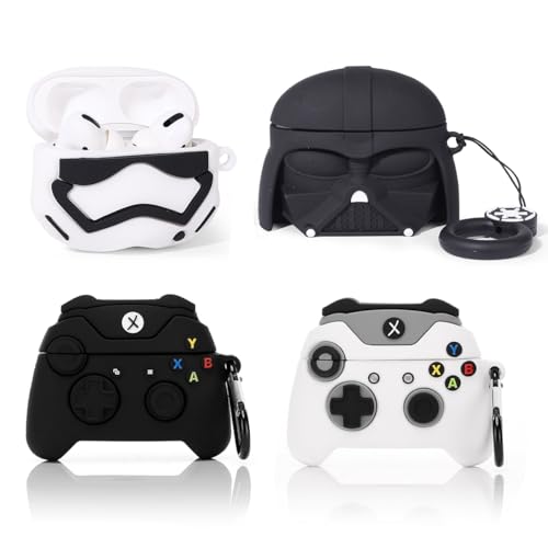 (4 Packung) Hülle für AirPods Pro 2nd/1st Erzeugung Ohrhörer(2022/2019), XMBYGY Silikon Aufladung Fall Schutz Abdeckungen mit Niedlich Cartoon Haut Design für AirPods Pro 1/2 von XMBYGY