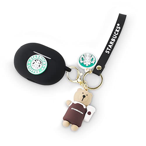 Beats Studio Buds Hülle mit Puppe Schlüsselanhänger, XMBYGY Silikon Cartoon Ladehülle Ganzkörper Anti-Lost Lanyard Protection Zubehör Kits Kompatibel für kabellose Beats Ohrhörer (Coffee) von XMBYGY